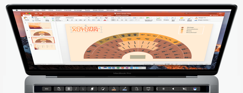 Powerpoint trên thanh Touchbar Macbook Pro 2016