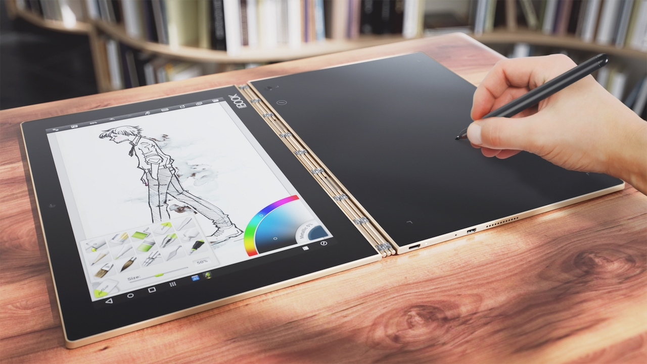 Lenovo Yoga book có thể tùy biến thành một bàn vẽ
