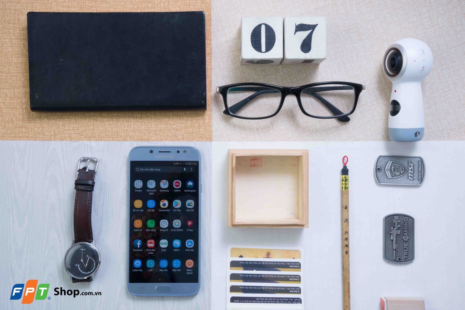 Ảnh flatlay Galaxy J7 Pro fptshop