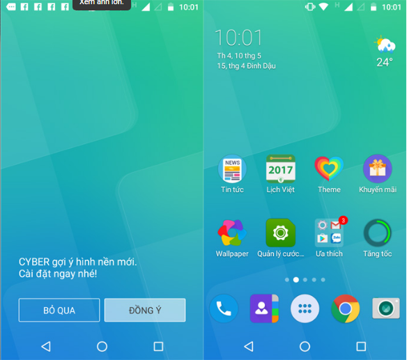 Giao diện thuần Việt Cyber Laucher: mượt, đẹp.