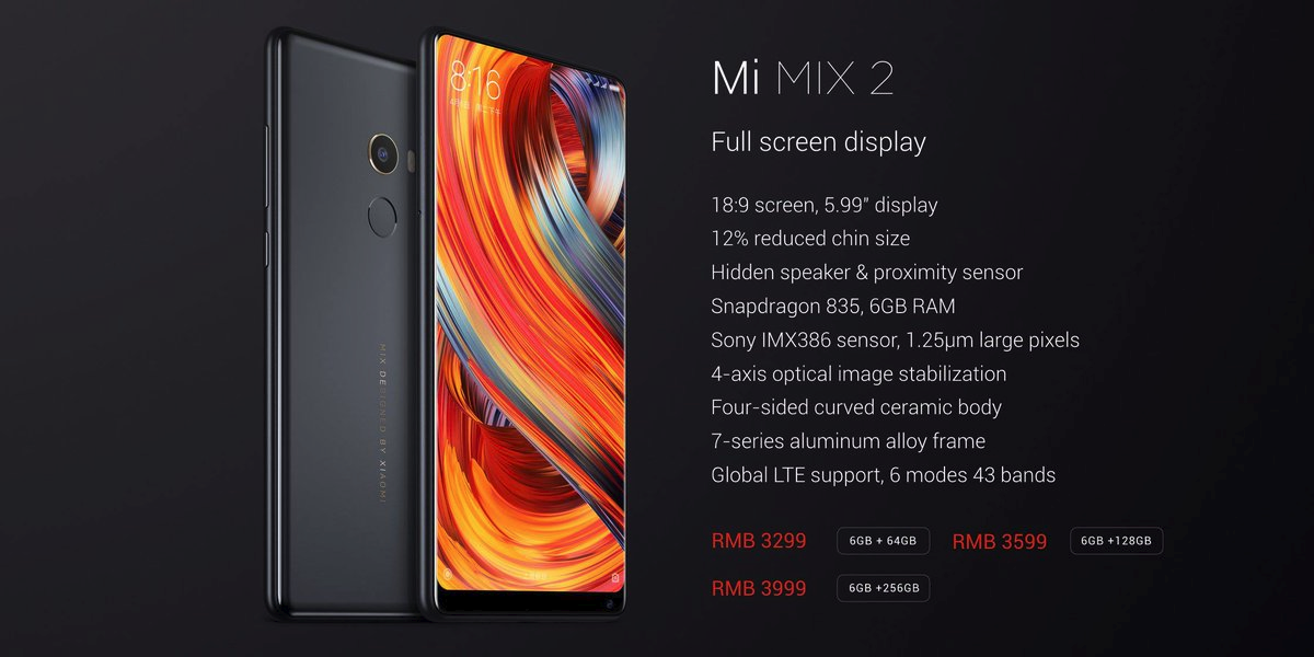 Xiaomi Mi Mix 2 không viền xuất hiện
