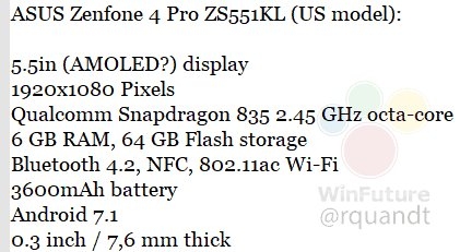 Thông số kĩ thuật của Asus Zenfone 4 Pro đã sáng tỏ. Thông số kĩ thuật của Asus Zenfone 4 Pro đã sáng tỏ.
