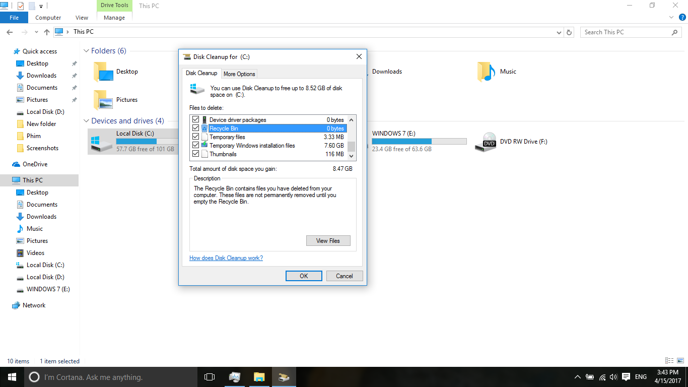Hướng dẫn dọn dẹp ổ cứng sau cập nhật Creators Update
