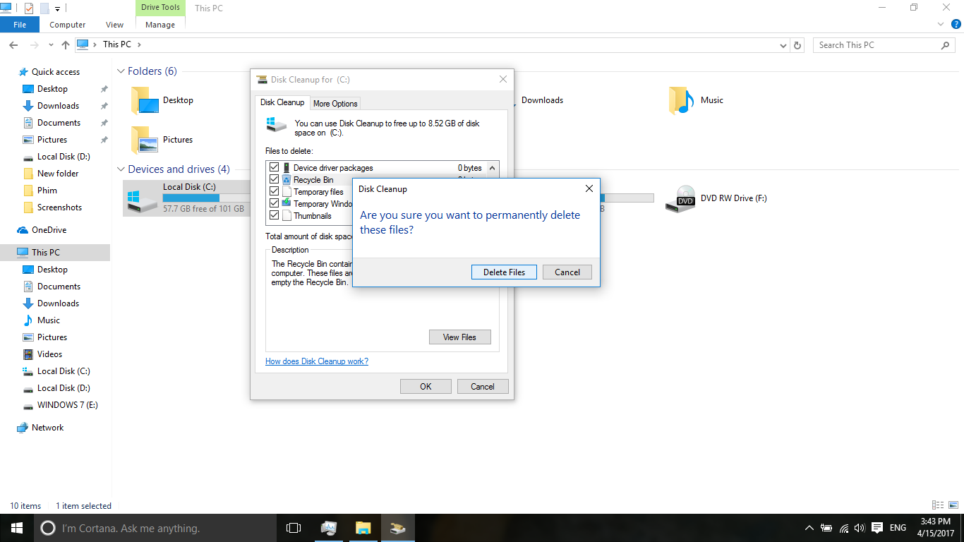 Hướng dẫn dọn dẹp ổ cứng sau cập nhật Creators Update