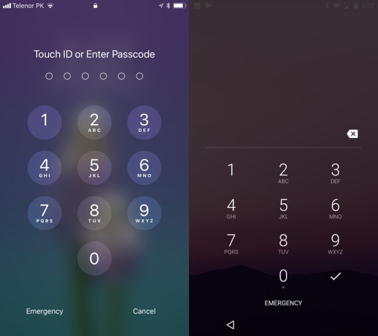 so sánh giao diện của iOS 11 và Android 8.0 Oreo