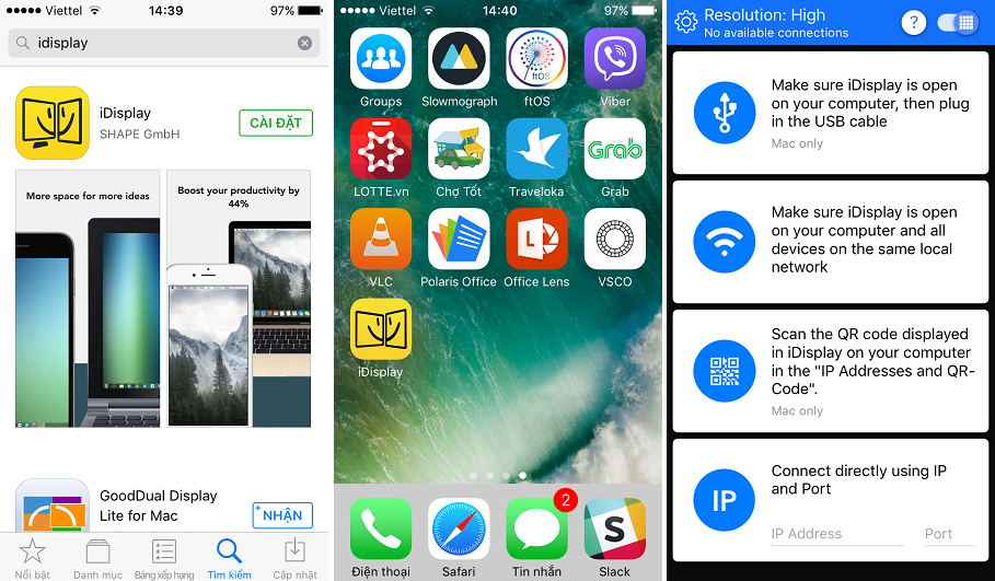 iDisplay có thể biến iPhone/iPad thành màn hình phụ