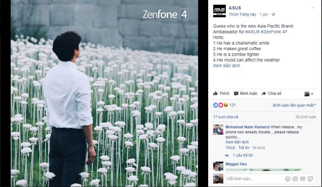Nam thần bí ẩn đại diện cho Asus Zenfone 4 là ai?