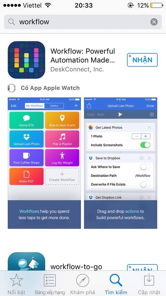 Workflow: Tự động hóa trên iOS chỉ với 1 phím tắt Workflow: Tự động hóa trên iOS chỉ với 1 phím tắt