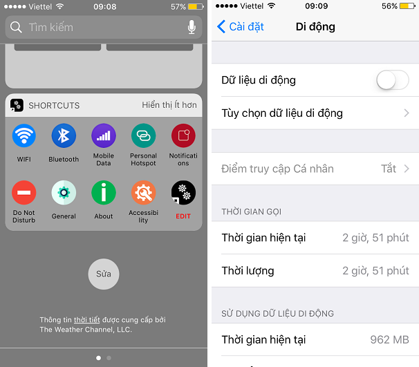 Cách để bật tắt nhanh 3G, 4G trên hệ điều hành iOS 10