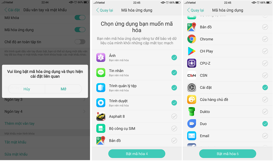 Hướng dẫn mở khóa ứng dụng oppo F3 bằng vân tay