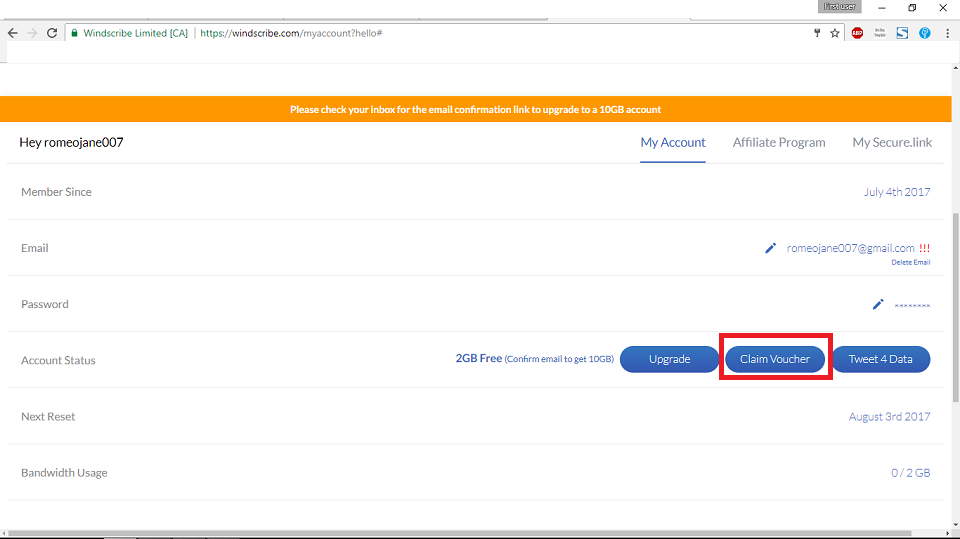 Hướng dẫn nhận 60GB Windscribe VPN miễn phí