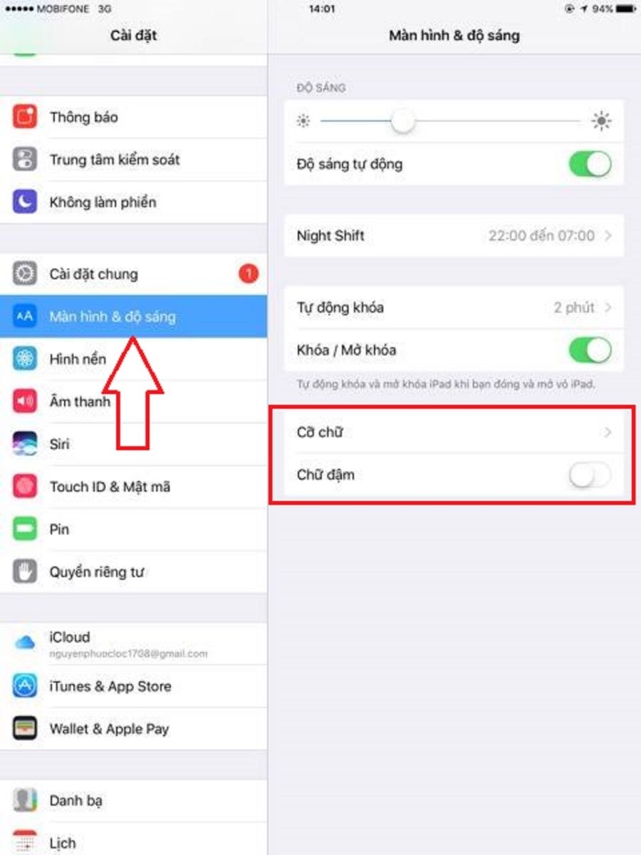 Tăng kích cỡ chữ, in đậm chữ trên iPhone