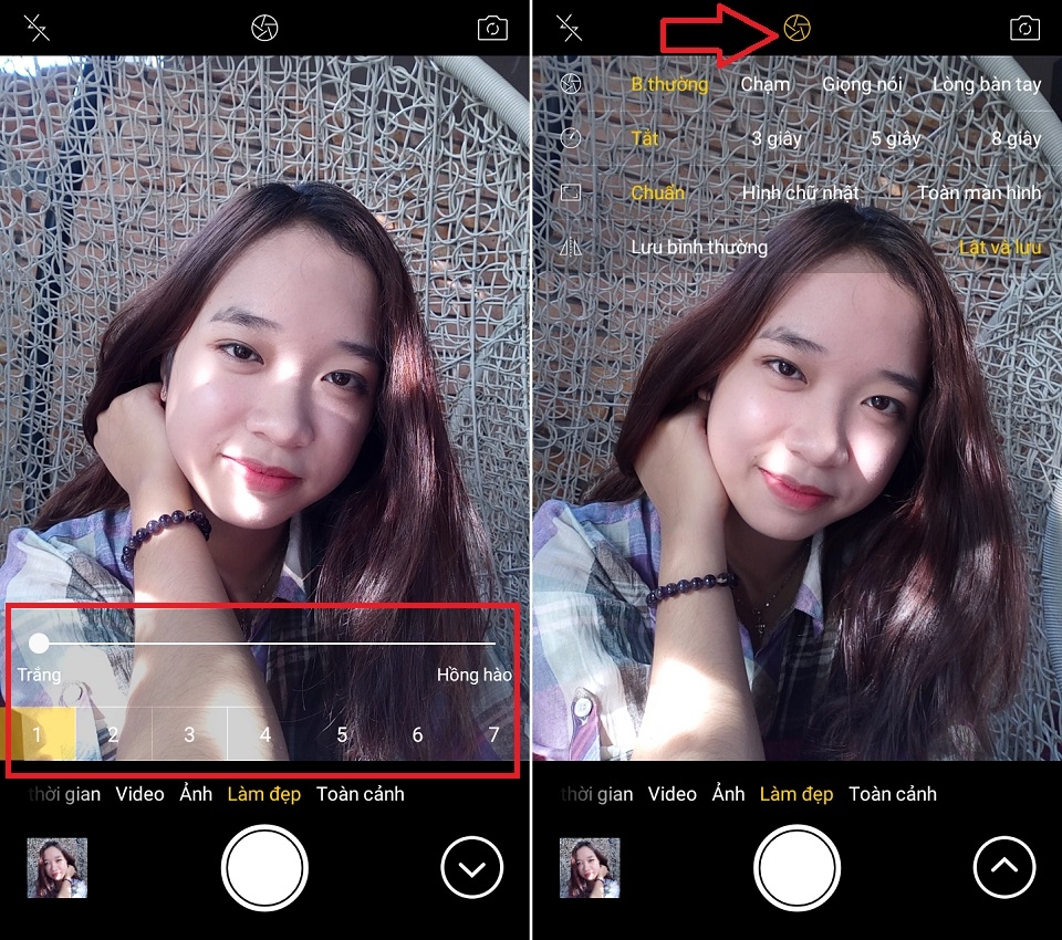 Giao diện selfie trên OPPO F1s 2017 Giao diện selfie trên OPPO F1s 2017