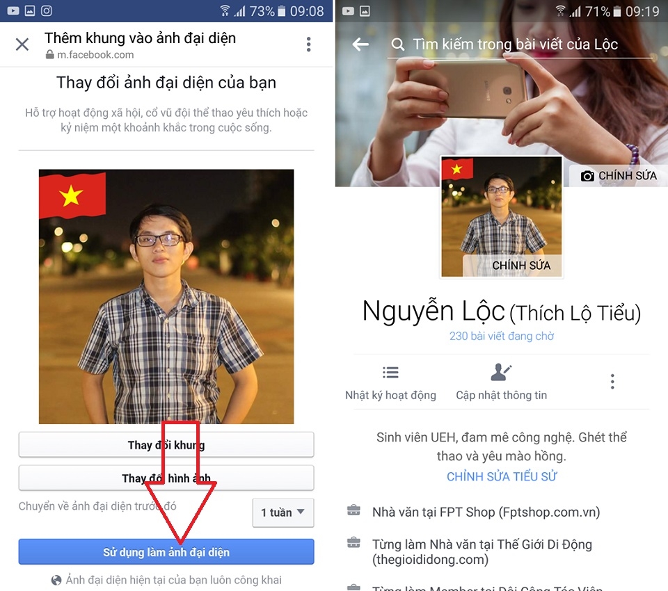 Cách đặt avatar có gắn quốc kỳ (Bước 2)
