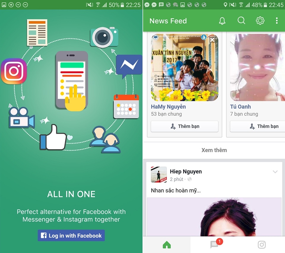 Gộp Facebook và Insta Gộp Facebook và Insta