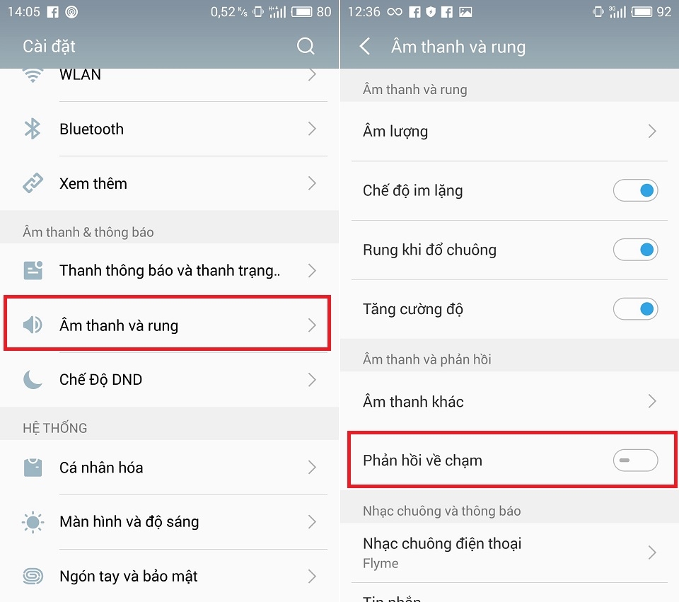 Tắt rung phím home trên các máy Meizu 1