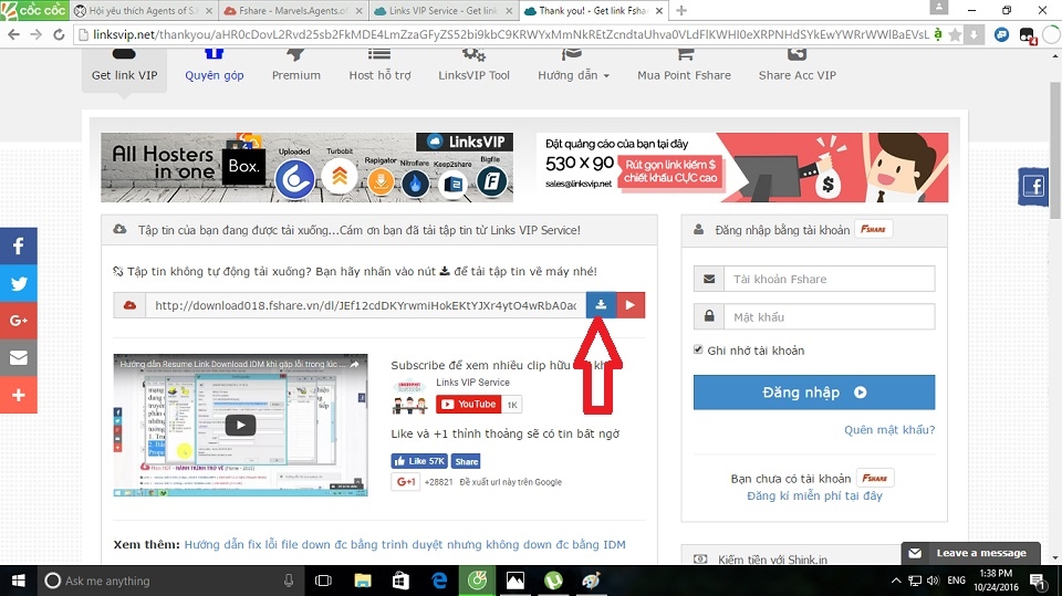 Hướng dẫn cách get link Fshare, 4share 1
