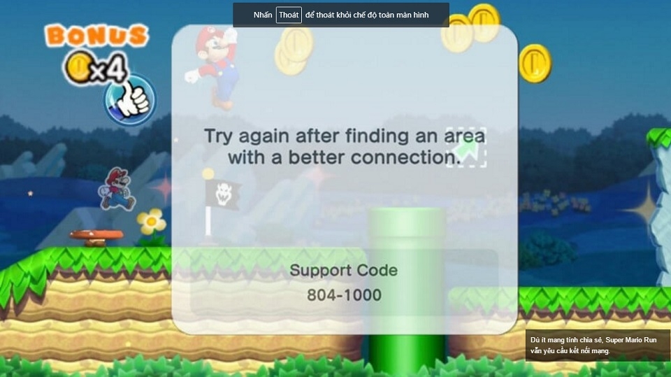 Super Mario Run gặp lỗi kết nối mạng