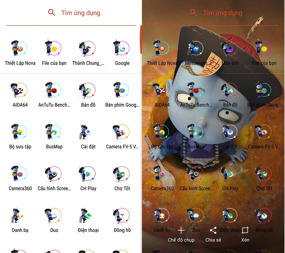 Cài đặt giao diện tiểu cương thi