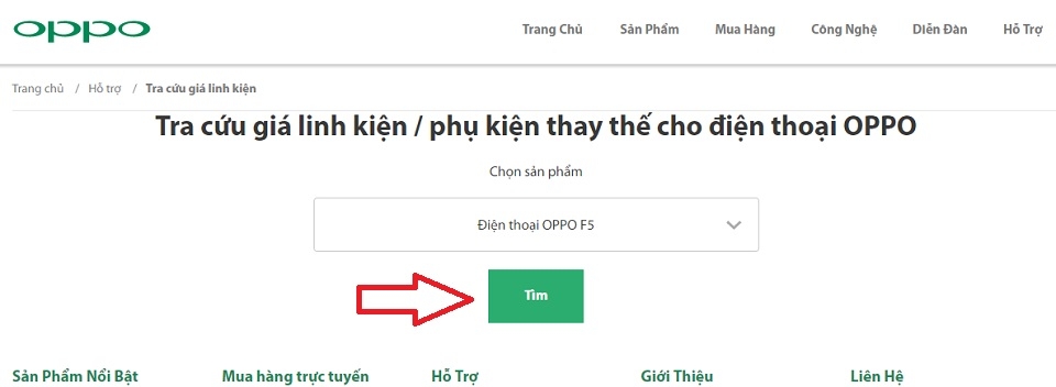 Kiểm tra chính xác giá linh kiện điện thoại OPPO