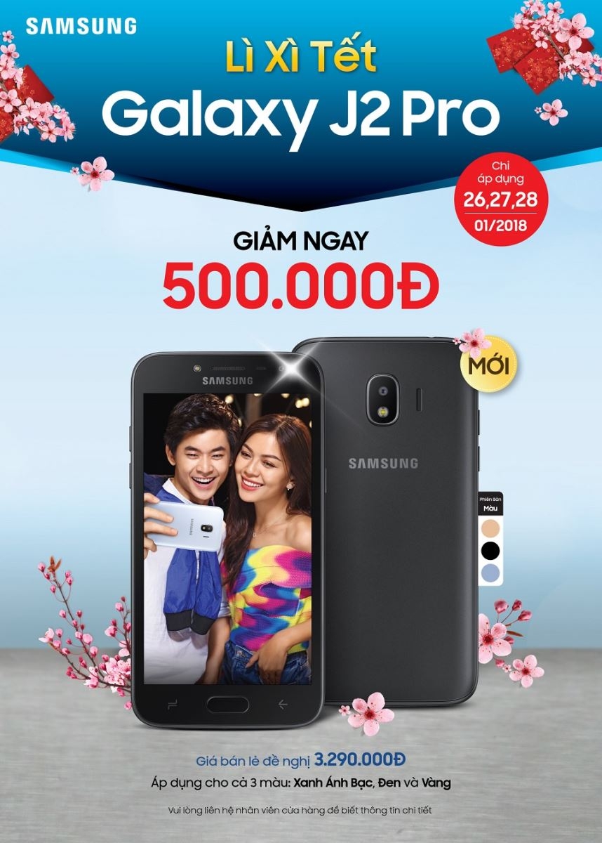 Cuối tuần sắm Samsung Galaxy J2 Pro giảm 500,000đ Cuối tuần sắm Samsung Galaxy J2 Pro giảm 500,000đ