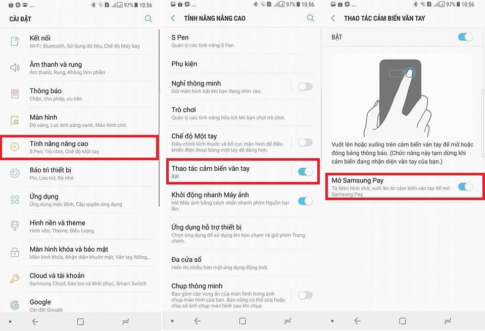 Khởi động Samsung Pay băng cảm biến vân tay (Ảnh 1)