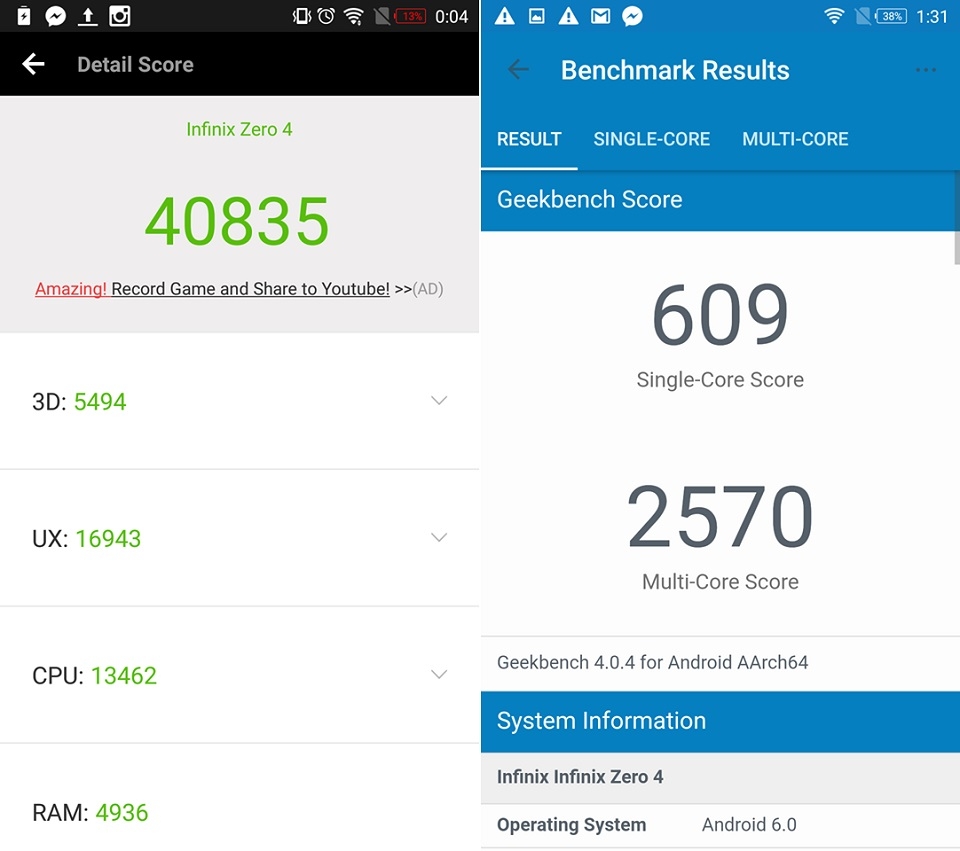 Đánh giá chi tiết smartphone Infinix Zero 4 (Hiệu năng) Đánh giá chi tiết smartphone Infinix Zero 4 (Hiệu năng)