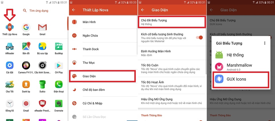 Cài đặt bộ icon Samsung Galaxy S8 (Bước 2)