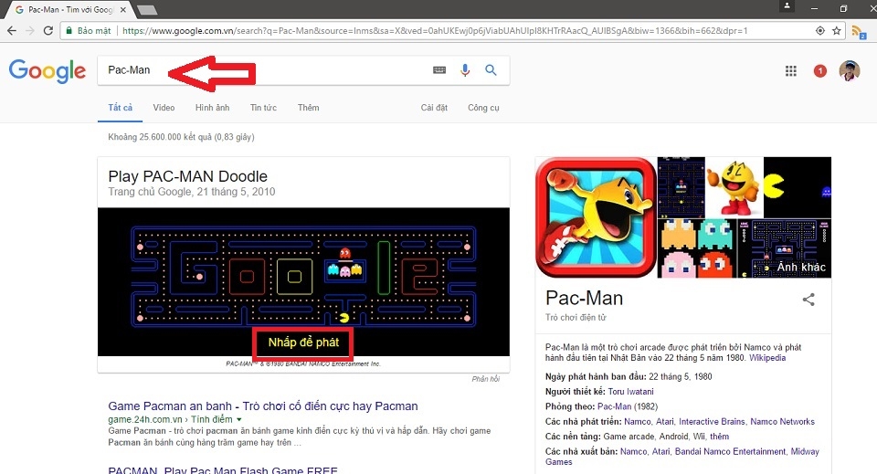Hướng dẫn chơi game trên giao diện chính của Google (Ảnh 2) Hướng dẫn chơi game trên giao diện chính của Google (Ảnh 2)