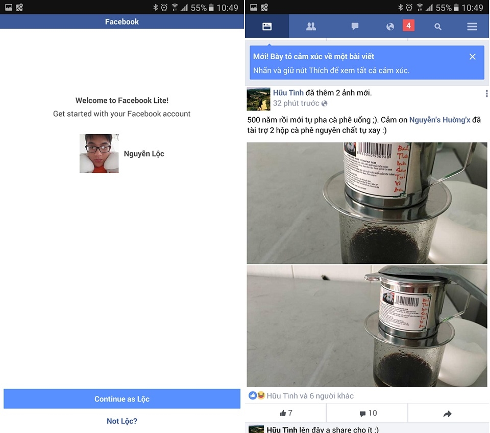 Dùng Facebook Lite