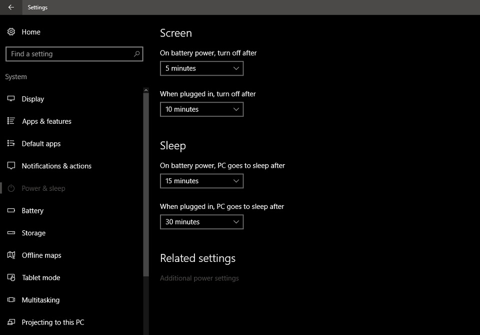 Sử dụng thiết lập Power Plan