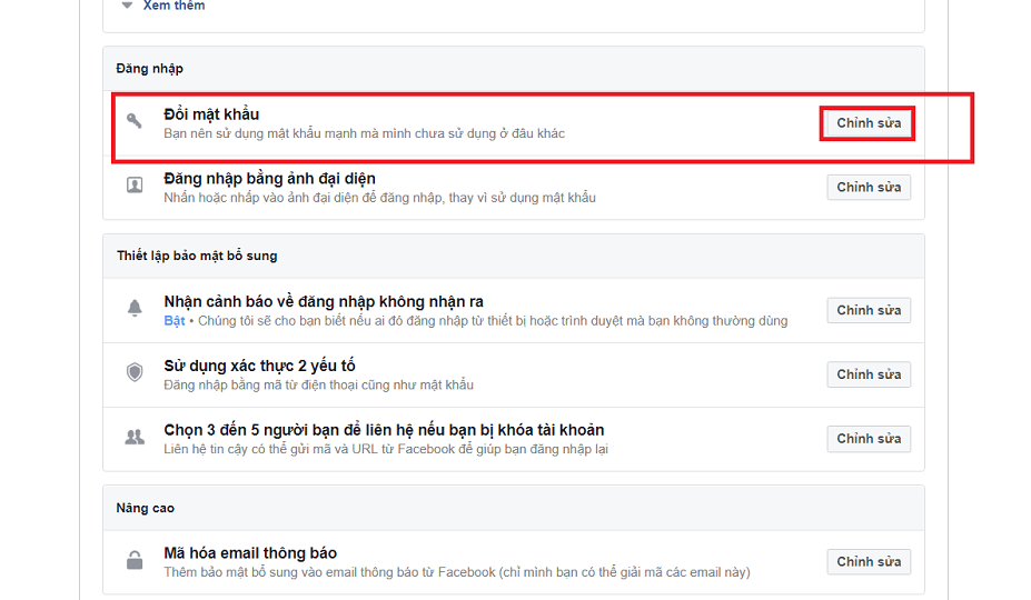 thay đổi mật khẩu facebook như thế nào