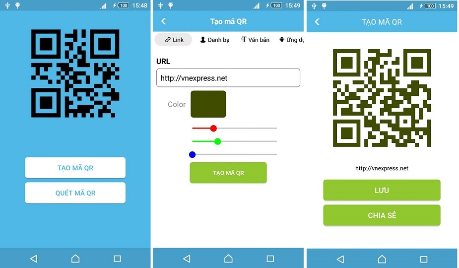 mềm hỗ trợ tạo mã QR trên Android