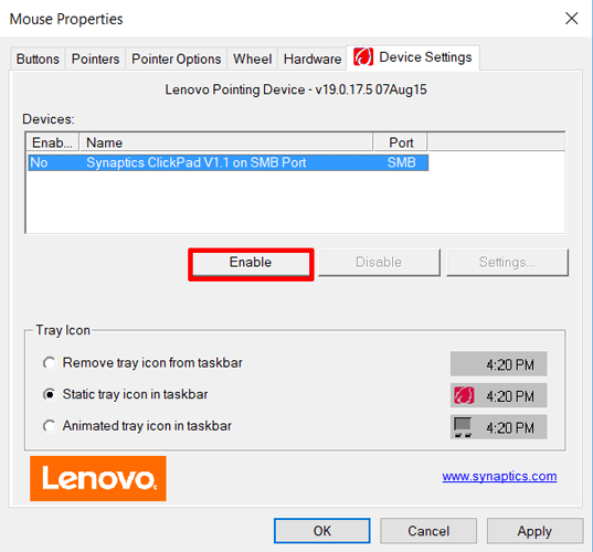 cách kích hoạt Touchpad 6