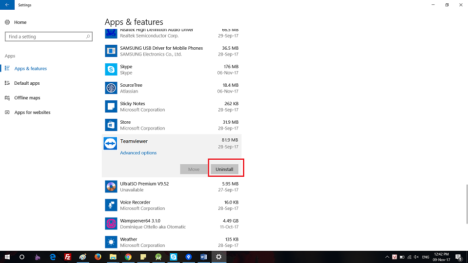 gỡ cài đặt Teamviewer khỏi máy tính