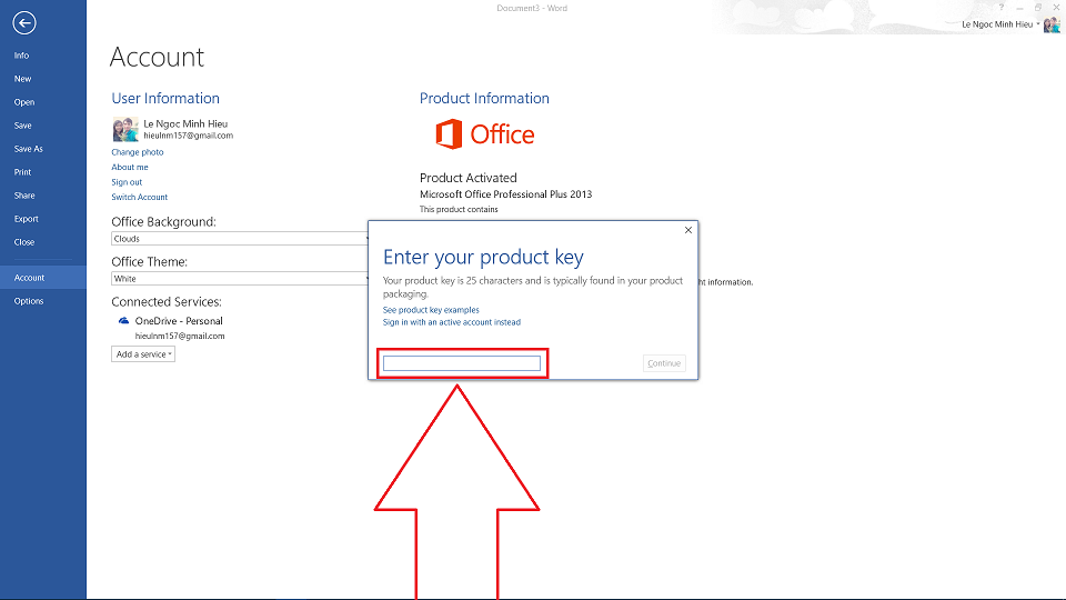 Hướng dẫn cách nhập key office 2013 Hướng dẫn cách nhập key office 2013