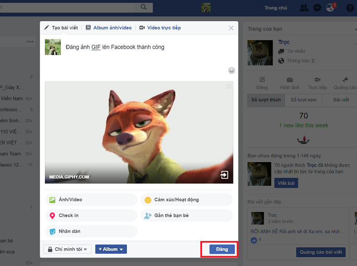 Hướng dẫn up ảnh gif lên Facebook đơn giản nhất