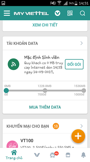 Kiểm tra dung lượng 4G Viettel bằng ứng dụng My Viettel 02