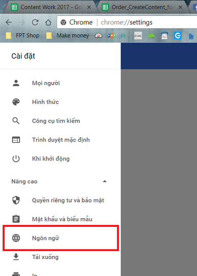 đổi ngôn ngữ chrome