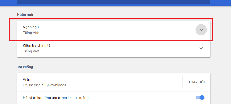đổi ngôn ngữ chrome