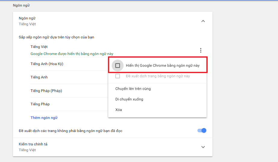 đổi ngôn ngữ chrome