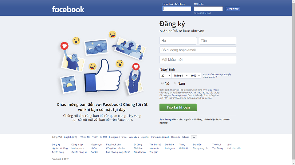 Tại sao không đăng ký được Facebook Tại sao không đăng ký được Facebook