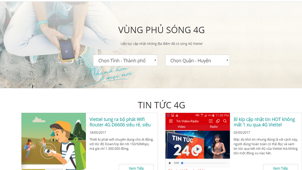 các tỉnh phủ sóng 4g viettel các tỉnh phủ sóng 4g viettel