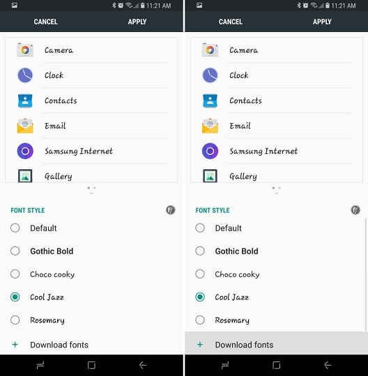 đổi font chữ cho Galaxy S8