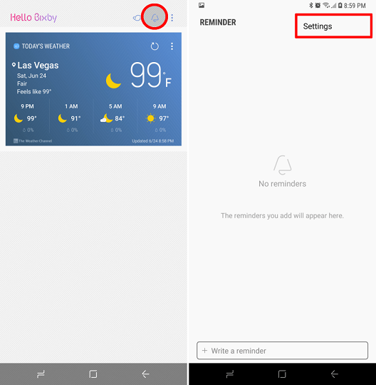 tắt thông báo Bixby