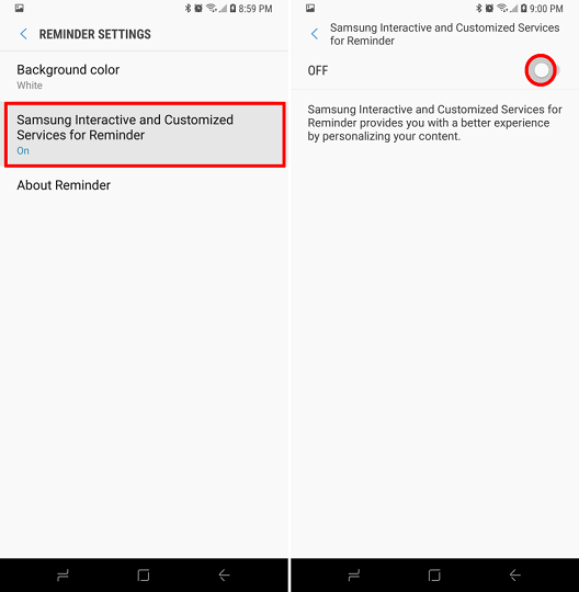 tắt thông báo Bixby