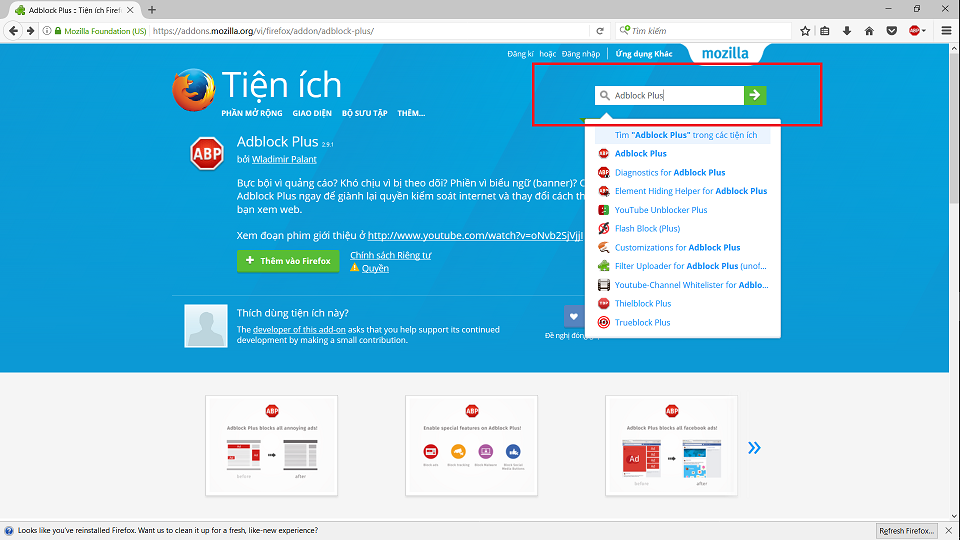 Hướng dẫn chặn quảng cáo trên firefox