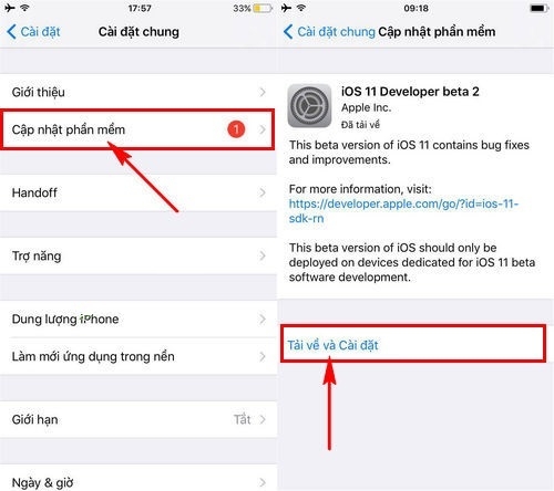 Hướng dẫn download iOS 11 beta 2 cho iPhone và iPad