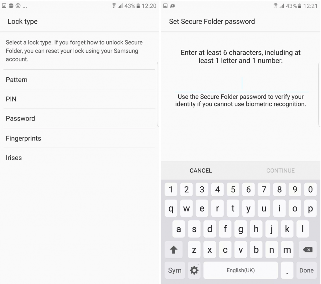 Bảo mật secure folder