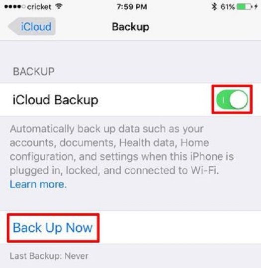 back up iphone